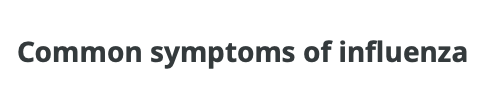 Common Symptoms of Influenza (infographic)