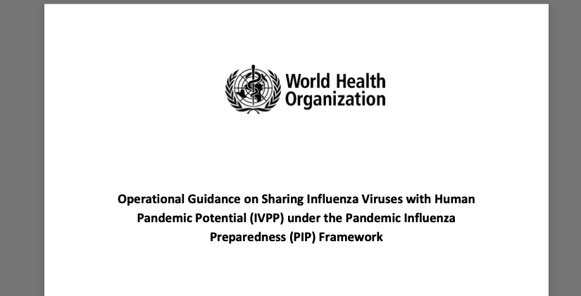 Operational guidance on sharing influenza viruses with human pandemic potential (IVPP)